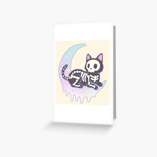 Item preview, Pastel Goth Skeleton Cat on Crescent Moon designed and sold by Jess.a.creates.