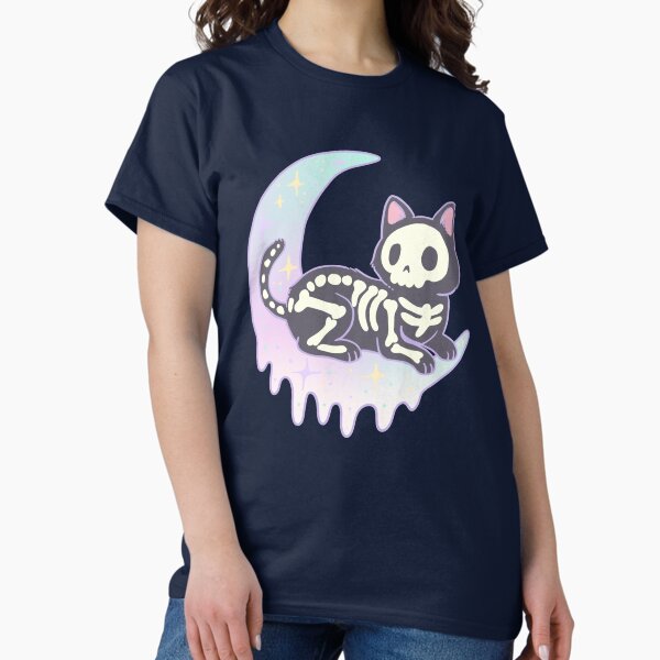 Item preview, Pastel Goth Skeleton Cat on Crescent Moon designed and sold by Jess.a.creates.