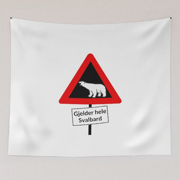 Item preview, Gjelder Hele Svalbard Polar Bear Crossing Warning Sign designed and sold by GraTEEtude.