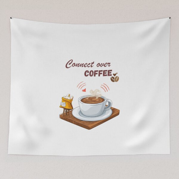 Item preview, Connect Over Coffee – Cute Animal Coffee Date Illustration – Kawaii Coffee Friendship Design designed and sold by ThaiArtShop.