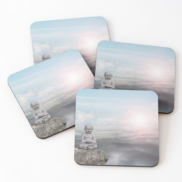 Item preview, Tiny Monk on the Mountain – Minimalist Zen Art with Clouds and Light designed and sold by adayinthesky.