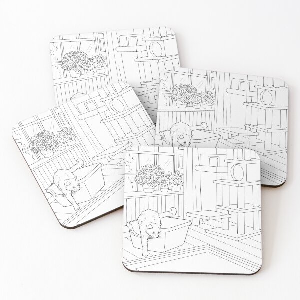 Item preview, Quirky Cat Moment - Black and White Line Art designed and sold by Stadify.