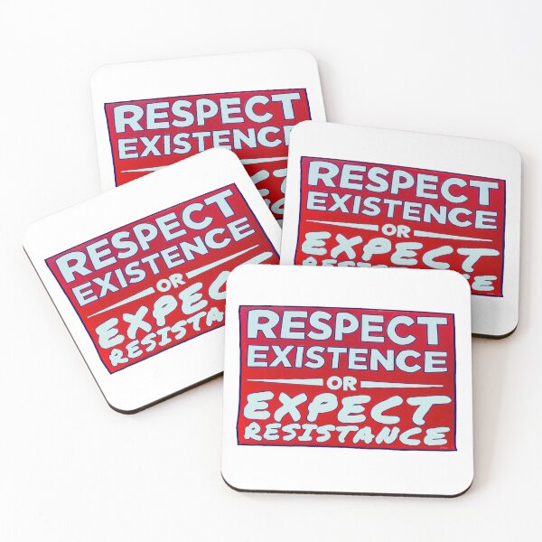 Item preview, Respect Existence or Expect Resistance - Red and White Motivational Quote Art Print designed and sold by aadventures.
