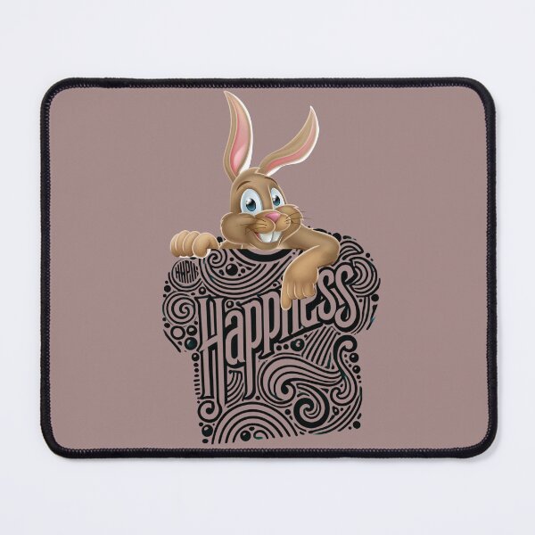 Item preview, Cute Happy Easter Bunny with "Happiness" Sign – Cartoon Style Illustration designed and sold by Nadia-joy.