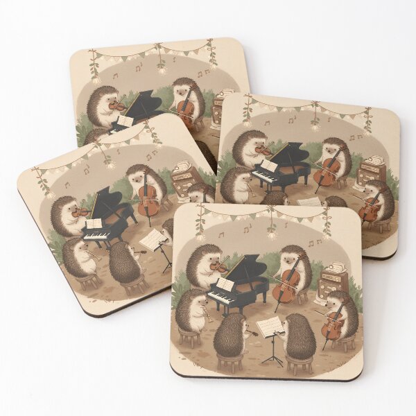 Item preview, Hedgehog Music Concert | Wholesome Animal Art for Posters & Tote Bags designed and sold by Simple_Lines2025.