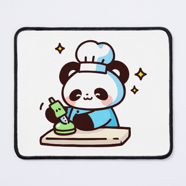 Item preview, A panda pastry chef baking bamboo macarons designed and sold by Elinotes.
