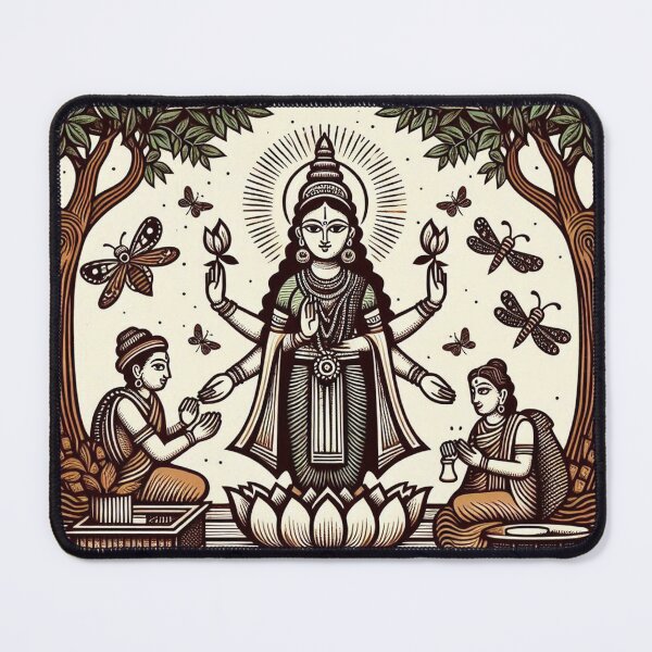Item preview, Lakshmi in a Neem forest with attendants designed and sold by ZOXOFO.