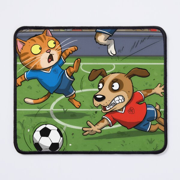 Item preview, Cat vs Dog Soccer Showdown | Funny Comic Animal Match designed and sold by Simple_Lines2025.