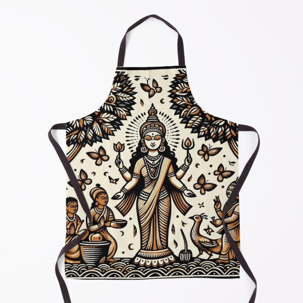 Item preview, Lakshmi in a Neem forest with attendants woodcut style designed and sold by ZOXOFO.