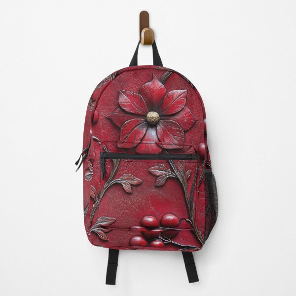 Item preview, Crimson Floral Harmony – Abstract Leather Pattern designed and sold by SylvieVibes.