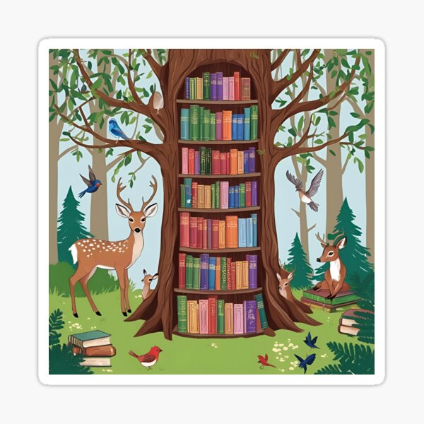 Artikel-Vorschau von Zauberwald-Bibliothek – Wunderliche Buchparadies-Illustration, designt und verkauft von Wildflowerinc.