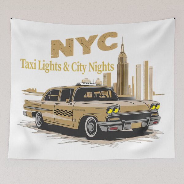 Item preview, NYC Retro Taxi – Taxi Lights & City Nights – Vintage New York Art designed and sold by Tomasz  Siennicki.