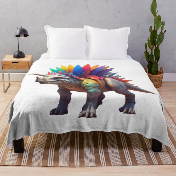 Item preview, Vibrant Rainbow Fantasy Stegosaurus Illustration designed and sold by latelierdechris.