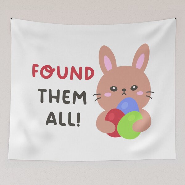Item preview, Found Them All – Cute Easter Bunny with Colorful Hidden Eggs designed and sold by BubiStudio.