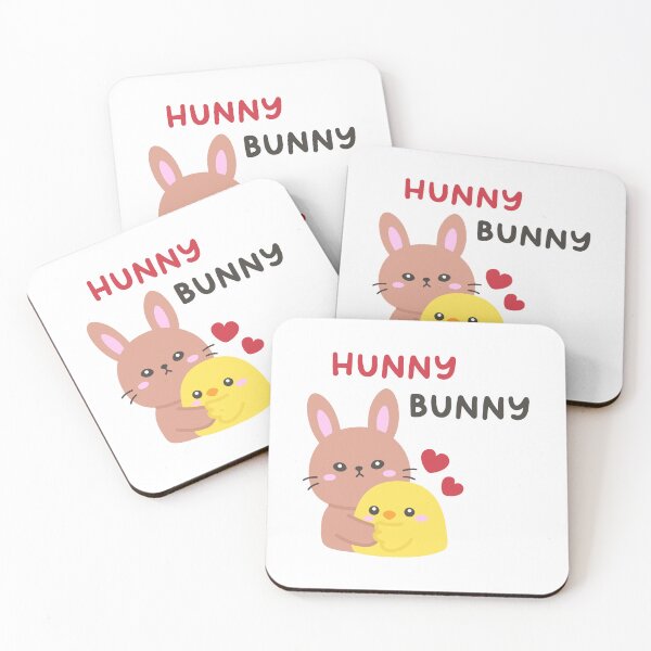 Item preview, Hunny Bunny – Sweet Easter Rabbit Hugging Chick with Love Hearts designed and sold by BubiStudio.