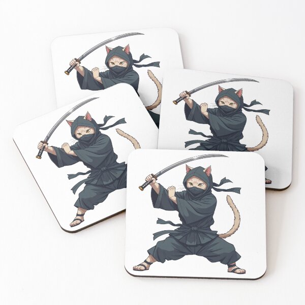 Item preview, Black cat Ninja Cat Ready for Action designed and sold by latelierdechris.