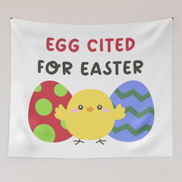 Item preview, Egg Cited for Easter – Cute Chick with Eggs and Funny Pun Text designed and sold by BubiStudio.