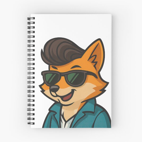 Aperçu de l'œuvre Renard de dessin animé cool avec des lunettes de soleil et une veste bleu sarcelle créée et vendue par ImagineCorner.
