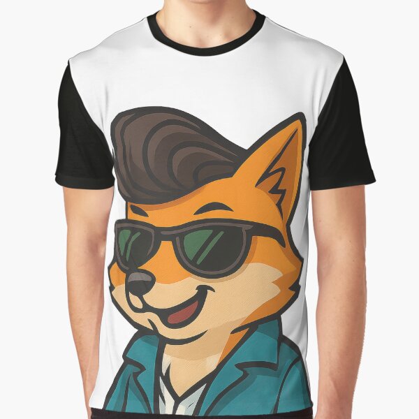 Artikel-Vorschau von Cooler Cartoon-Fuchs mit Sonnenbrille und blaugrüner Jacke, designt und verkauft von ImagineCorner.