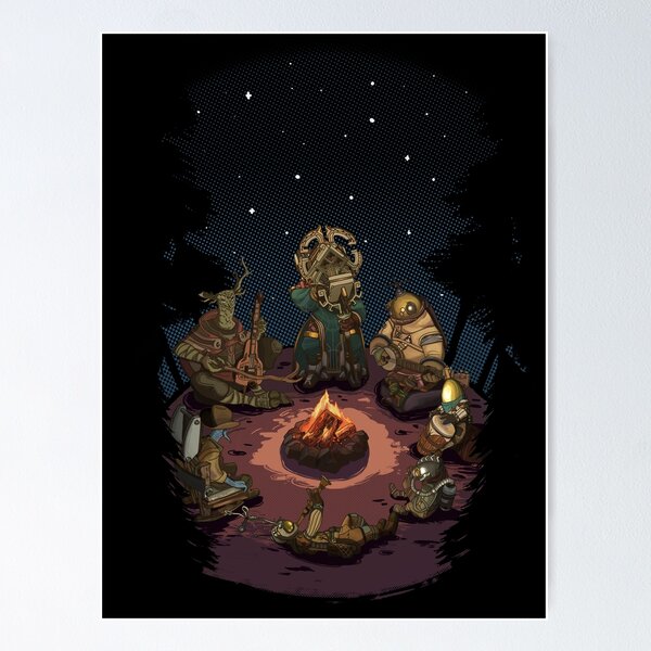 Item preview, Outer Wilds Campfire Scene with All Characters Sitting Together for Indie Game Fans designed and sold by · Astronäutica ·.