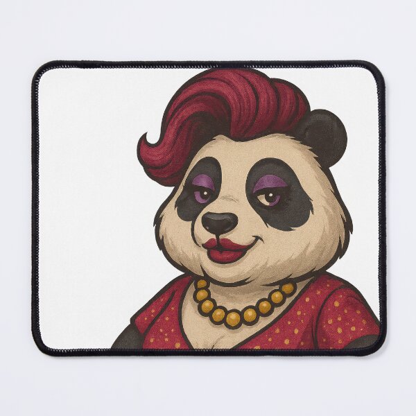 Aperçu de l'œuvre Élégant panda de dessin animé en robe à pois rouges et collier créée et vendue par ImagineCorner.
