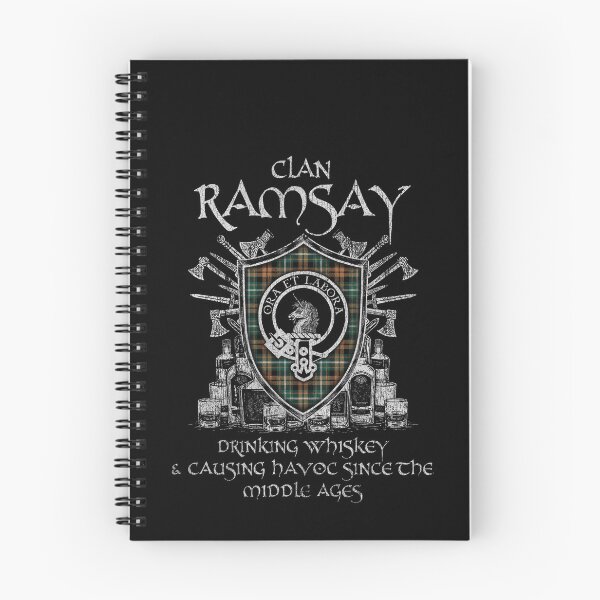 Item preview, Clan Ramsay Orange drinking whiskey and causing havoc heritage crest tartan plaid designed and sold by Clan1093.