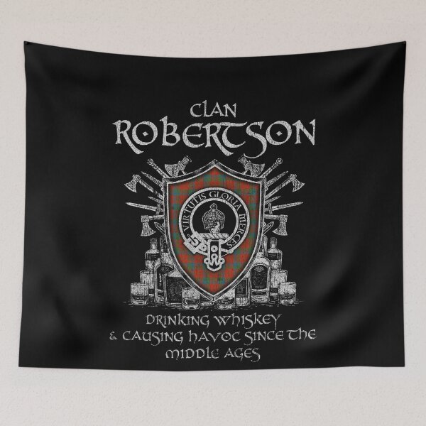 Item preview, Clan Robertson drinking whiskey and causing havoc heritage crest tartan plaid designed and sold by Clan1093.