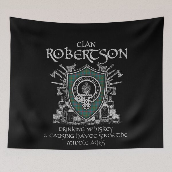 Item preview, Clan Robertson of Struan drinking whiskey and causing havoc heritage crest tartan plaid designed and sold by Clan1093.