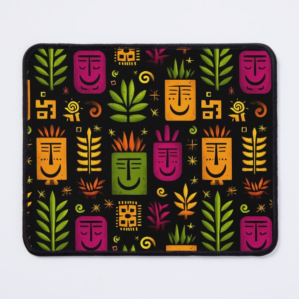 Item preview, Tropical Echoes – Geometric Faces and Foliage in Bold Colors designed and sold by Moisky Patterns.