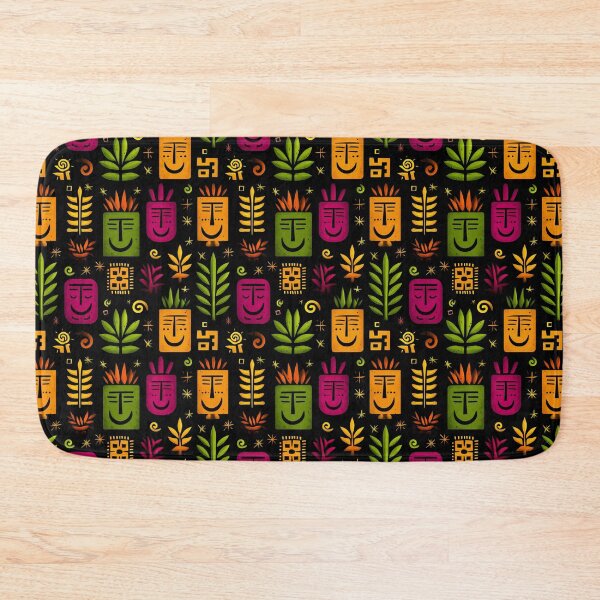 Item preview, Tropical Echoes – Geometric Faces and Foliage in Bold Colors designed and sold by Moisky Patterns.