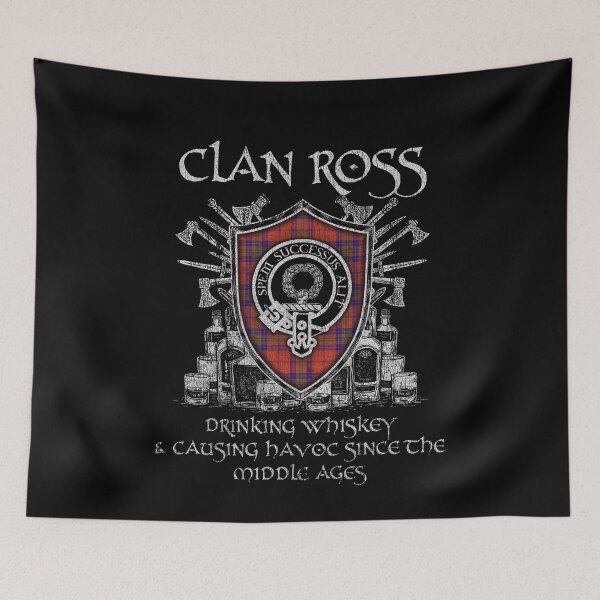 Item preview, Clan Ross Old drinking whiskey and causing havoc heritage crest tartan plaid designed and sold by Clan1093.
