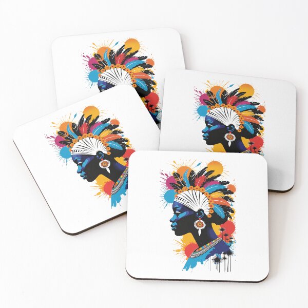 Item preview, Tribal Elegance - Colorful Feathered Silhouette Art designed and sold by latelierdechris.