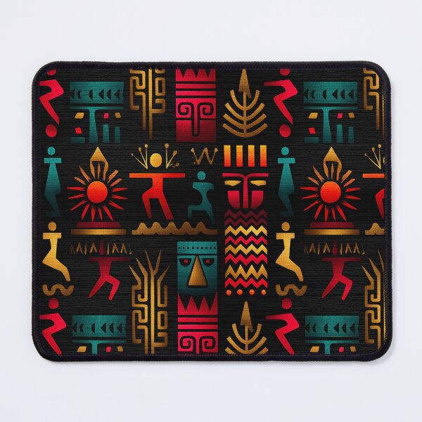 Item preview, Solar Ritual – Tribal Geometry and Figures in Gold and Red designed and sold by Moisky Patterns.