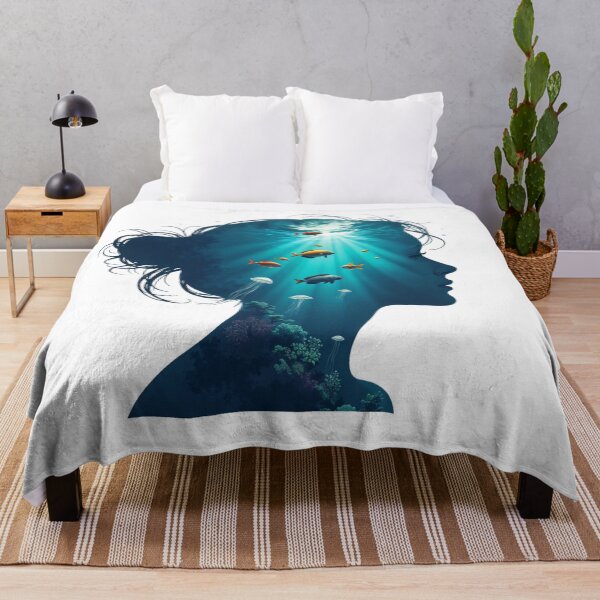 Item preview, Ocean Mindscape - Vibrant Underwater Silhouette Art designed and sold by latelierdechris.