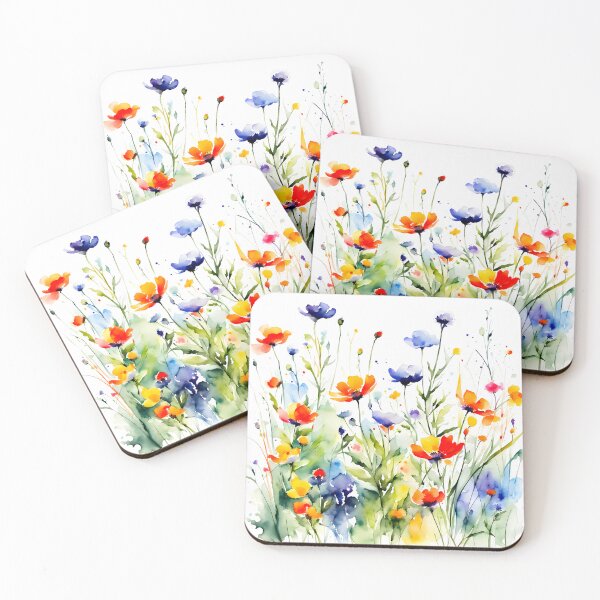 Item preview, Fuzzy Wild Flowers In Watercolor designed and sold by ByNicoleSara.