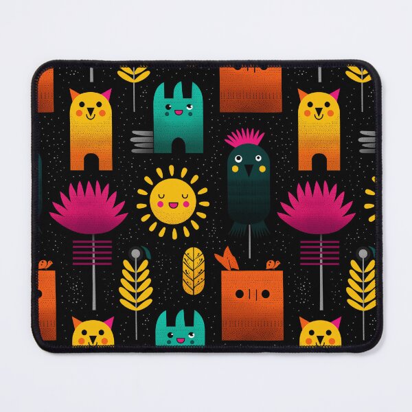 Item preview, Night Garden Parade – Abstract Creatures and Tropical Elements on Black designed and sold by Moisky Patterns.