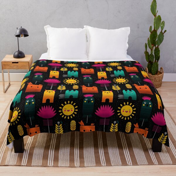 Item preview, Night Garden Parade – Abstract Creatures and Tropical Elements on Black designed and sold by Moisky Patterns.
