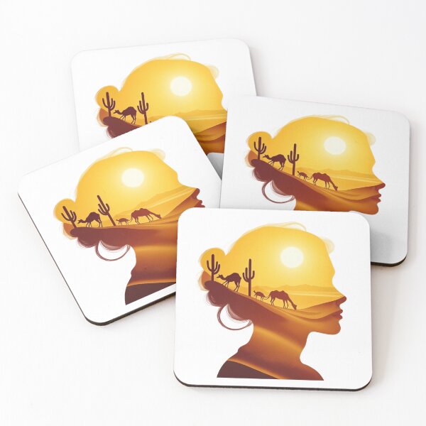 Item preview, Desert Silhouette with Camels - Vibrant Landscape Art designed and sold by latelierdechris.