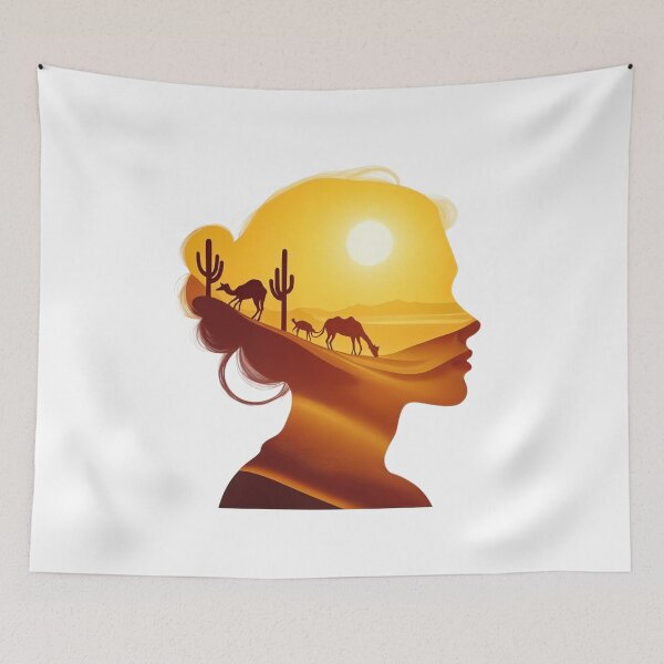 Item preview, Desert Silhouette with Camels - Vibrant Landscape Art designed and sold by latelierdechris.