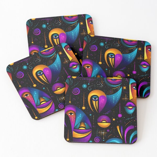 Item preview, Cosmic Whispers – Abstract Faces in a Dreamy Night Palette designed and sold by Moisky Patterns.