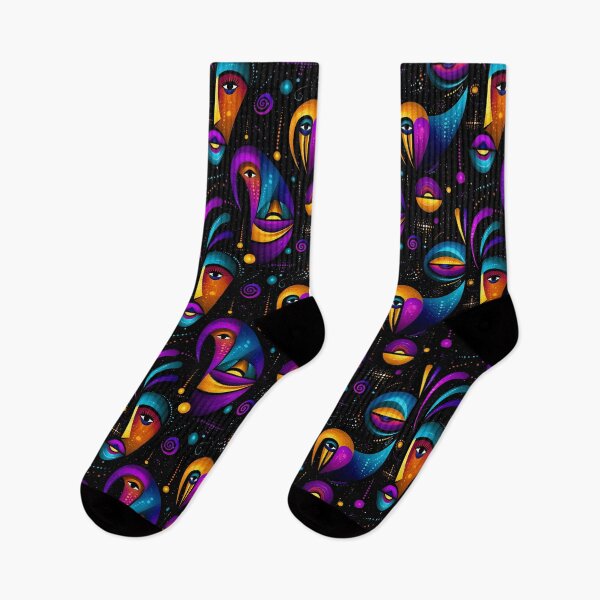 Item preview, Cosmic Whispers – Abstract Faces in a Dreamy Night Palette designed and sold by Moisky Patterns.