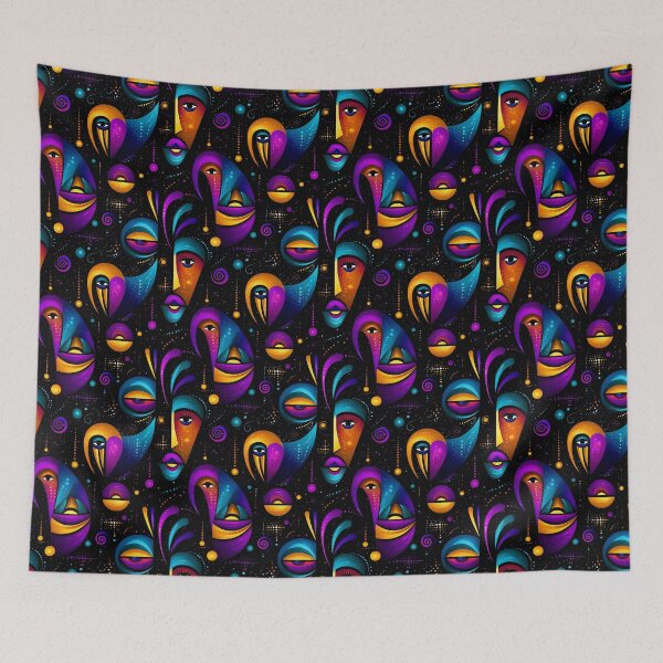 Item preview, Cosmic Whispers – Abstract Faces in a Dreamy Night Palette designed and sold by Moisky Patterns.