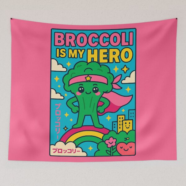 Item preview, Broccoli Is My Hero Funny Super Veggie Motivational Art designed and sold by Cheeky Companions.