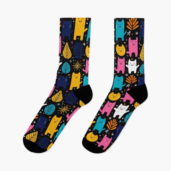 Item preview, Graphic Cat Garden – Bold Minimalist Felines with Playful Leaves designed and sold by Moisky Patterns.
