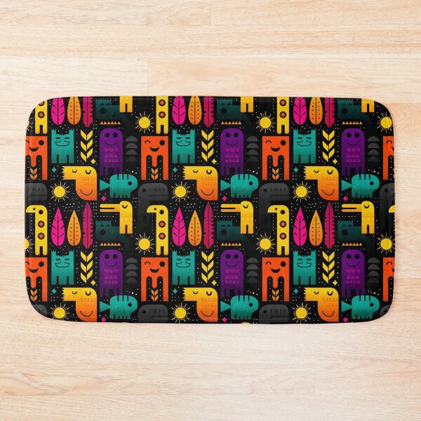 Item preview, Jungle Whimsy – Bold Abstract Creatures and Leaves on Black designed and sold by Moisky Patterns.