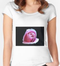 Pink Rose On Black Women's Fitted Scoop T-Shirt