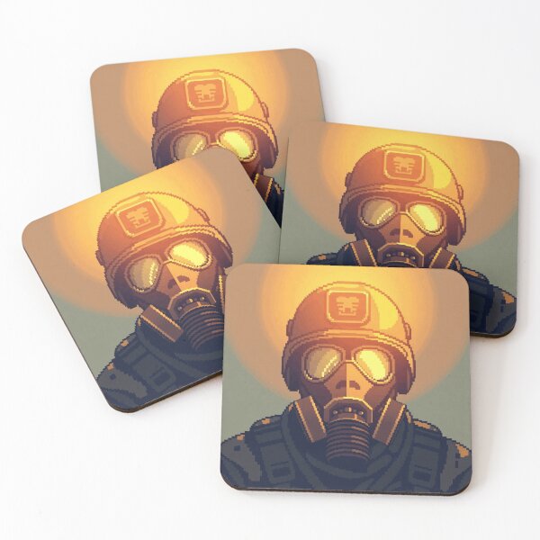Item preview, Pixel Wasteland Warrior – Retro Gas Mask Soldier designed and sold by apoknight.