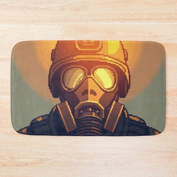 Item preview, Pixel Wasteland Warrior – Retro Gas Mask Soldier designed and sold by apoknight.