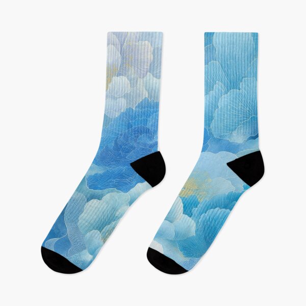 Item preview, Dreamy Chinese Peony Clouds - Blue & Gold designed and sold by BlissxPals.