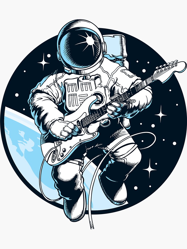 Astronaut Playing Electric Guitar Sticker By Engalahmady Redbubble 2585